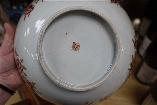 A quantity of Oriental wares including Cloisonne and Satsuma, and a Samson bowl tallest 30cm
